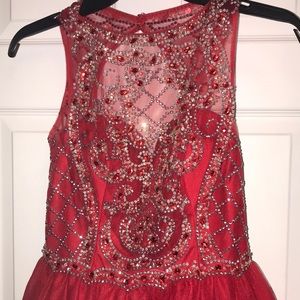 Red short dress with beaded top